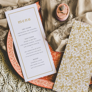 Menu Chic Golden Ditzy Floral Mariage