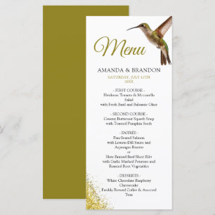 Menu Chic Green Hummingbird et Gold Dust Mariage