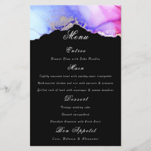 Menu Chic Mariage noir violet