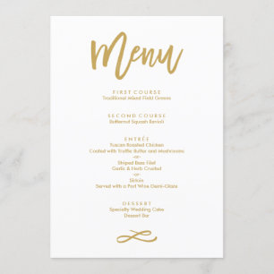 Menu Chic Mariage or Lettré à la main