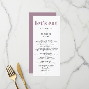 Menu Chic moderne Dusty violet Mariage Monogramme