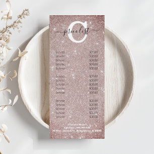 Menu Chic Parties scintillant Rose Monogram Salon