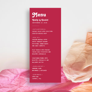 Menu Chic Retro Été brillant Mariage rose chaud