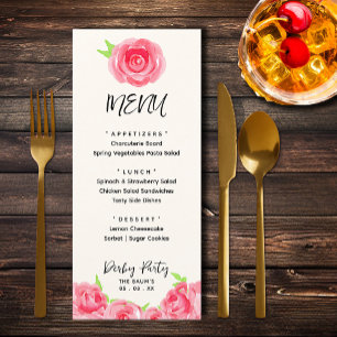 Menu Chic Rose Floral Derby Day Party