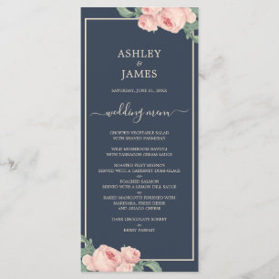 Menu Chic rose rose rose rose foncé Mariage