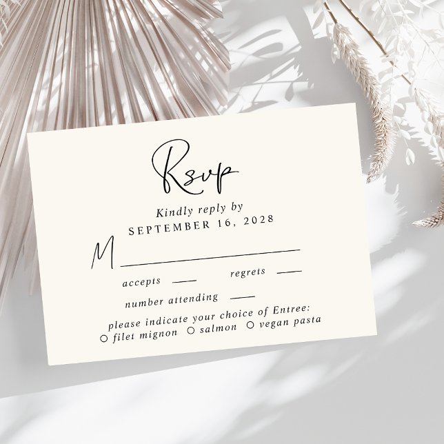 Menu Chic Script Choice Cream Wedding RSVP (Créateur téléchargé)