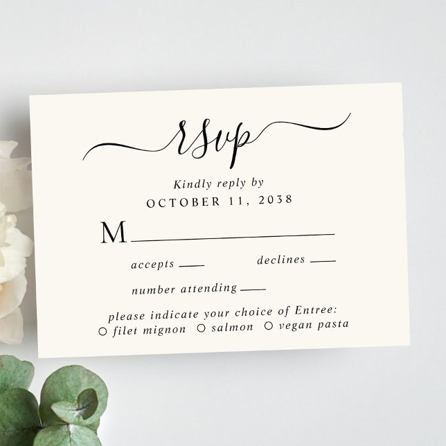 Menu Chic Script Choice Cream Wedding RSVP (Créateur téléchargé)