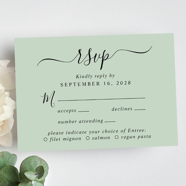 Menu Chic Script Choice Sage Wedding RSVP (Créateur téléchargé)