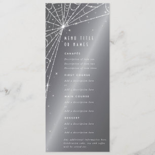 Menu Chic toile d'araignée diamantée gris argenté plat 