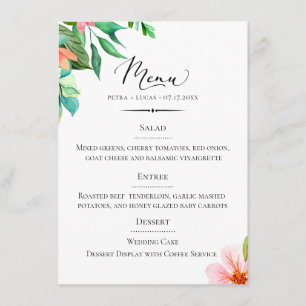 Menu Chic Typographie Île Mariage Floral