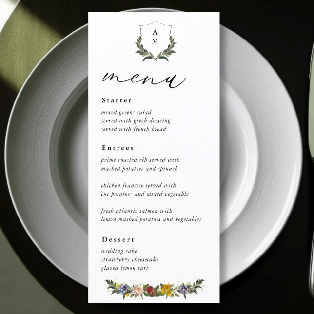 Menu Chic Whimsical Vintage Floral mariage (Créateur téléchargé)