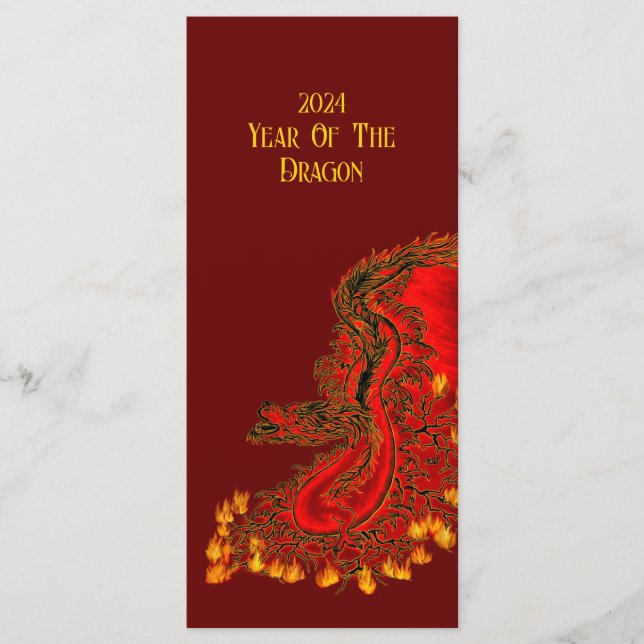 Menu Chine Dragon, 2024 Année Du Dragon (Devant)