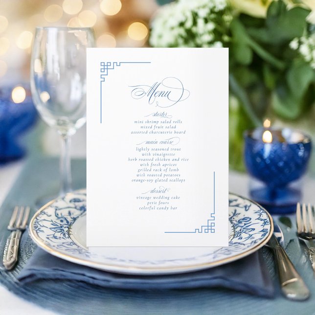 Menu Chinoiserie Arbre Motif et bordure géométrique ID1 (Créateur téléchargé)