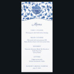 Menu Chinoiserie Chic Wedding shower Bleu Et Blanc<br><div class="desc">Cette carte de menu classique présente un motif arrière - plan chinoiserie bleu et blanc peint à la main,  basé sur un motif vu sur un pot de gingembre vintage.</div>
