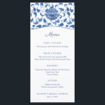 Menu Chinoiserie Chic Wedding shower Bleu Et Blanc<br><div class="desc">Cette carte de menu classique présente un motif arrière - plan chinoiserie bleu et blanc peint à la main,  basé sur un motif vu sur un pot de gingembre vintage.</div>