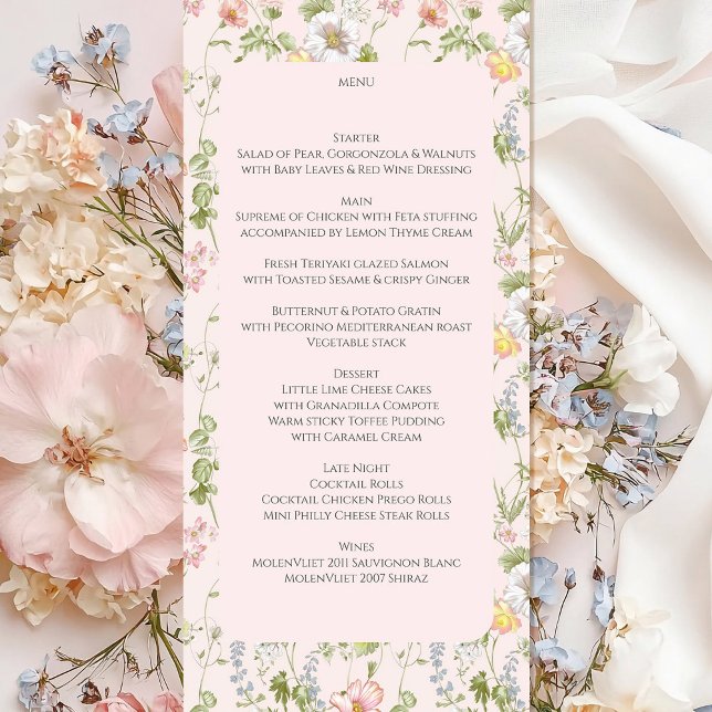 Menu Chinoiserie rose Floral Mariage (Créateur téléchargé)