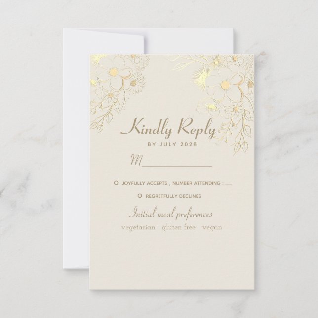 Menu Choice Gold Wedding Carte RSVP (Devant)