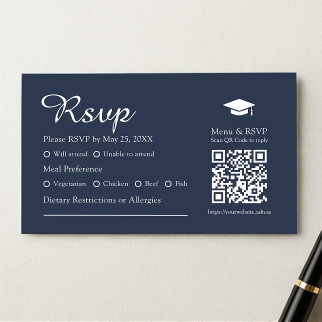 Menu Choix de la Marine moderne bleu QR Graduation (Créateur téléchargé)