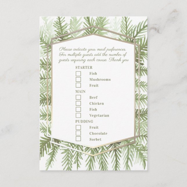 Menu choix hiver événement vert art à feuillage pe (Devant)