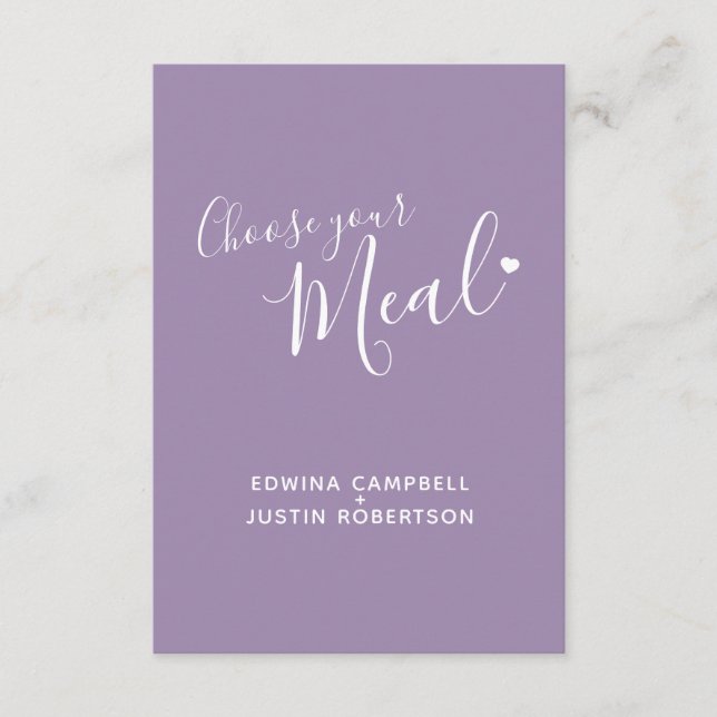 Menu choix options de repas texte de script violet (Devant)