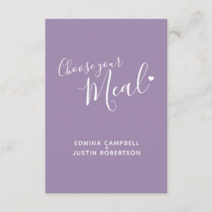 Menu choix options de repas texte de script violet