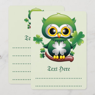 Menu Chouette bébé mignon St Patrick Cartoon