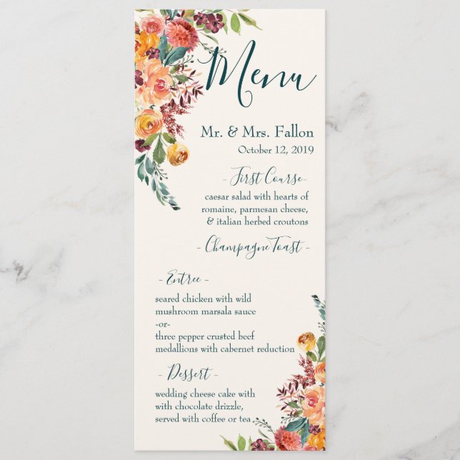 Menu Chute dans l'amour (Devant)