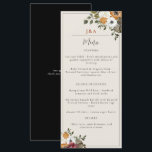 Menu Chute Floral Monogramme Mariage Aquarelle Noire<br><div class="desc">Chute Floral Monogram menu Mariage,  avec un design simple avec des fleurs d'aquarelle dans les couleurs de l'automne Modèle facile à customiser avec les espaces avant et arrière pour votre personnalisation. Si vous avez besoin d'aide,  veuillez me le faire savoir.</div>