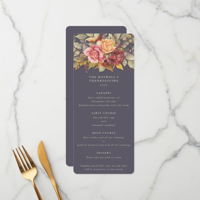 Menu Chute Florale Thanksgiving Appartement 4 Parcours (Devant/Arrière en situation)