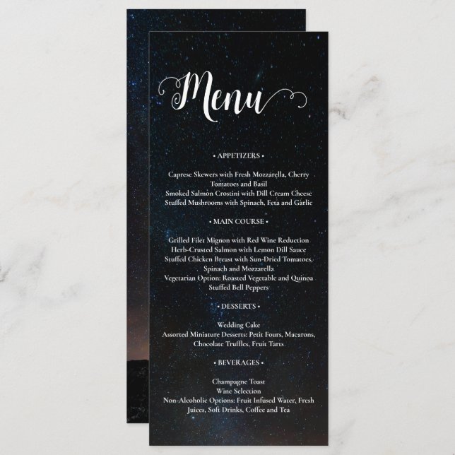 Menu Ciel nocturne mariage sous les étoiles (Devant / Derrière)