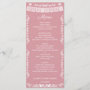 Menu Cielito Lindo Fête Prénatale Rose Saumon Papier Dé
