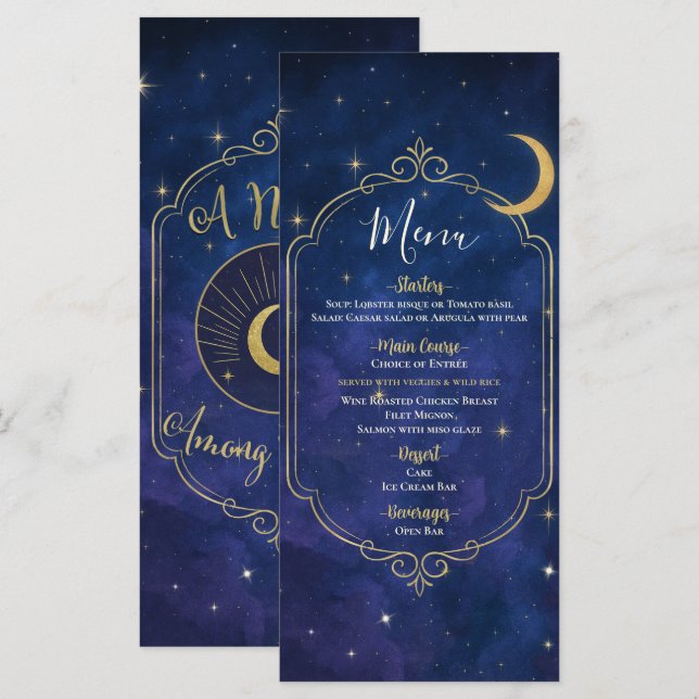 Menu Cieux Célestes Une Nuit Parmi Les Étoiles (Devant / Derrière)