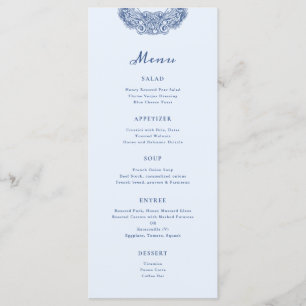 Menu Cimier baroque Mariage bleu français