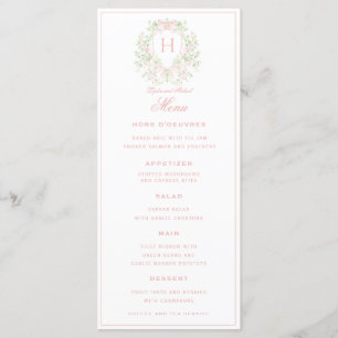 Menu Cimier doux avec vaches roses   Mariage monogramme