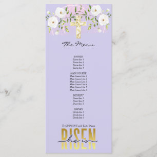 Menu Citation chrétienne religieuse ressuscité Lavande 