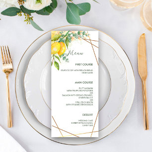 Menu Citrons Eucalyptus Faux Mariage à huile d'or