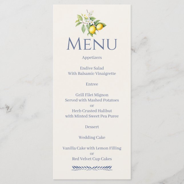Menu Citrons Italiens (Devant)