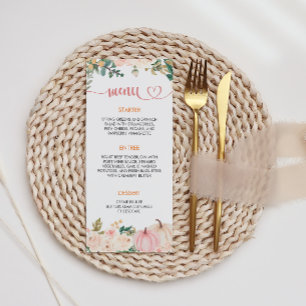 Menu Citrouille Floral Baby shower automne