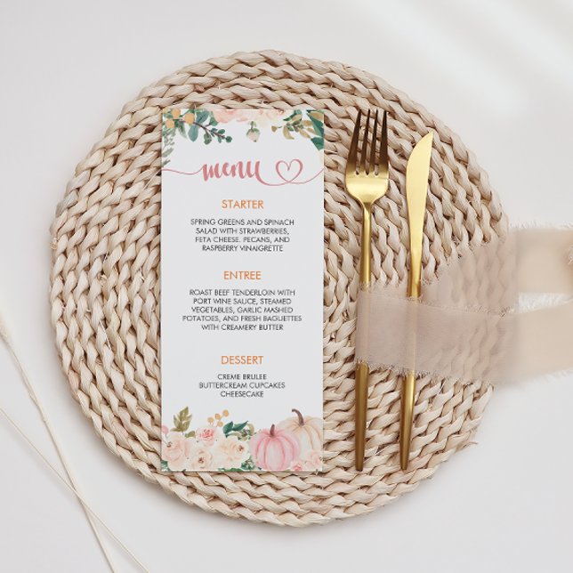 Menu Citrouille Floral Baby shower automne (Créateur téléchargé)