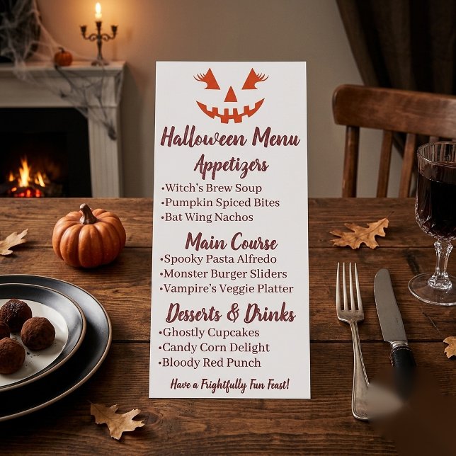 Menu Citrouille personnalisée Jack O Lantern Halloween  (Créateur téléchargé)