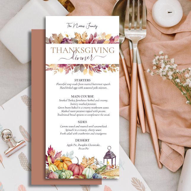 Menu Citrouilles et feuilles d'automne Rustique Thanksg (Créateur téléchargé)