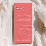 Menu Citrus minimaliste rose Mariage plat<br><div class="desc">Voici notre Citrus Minimalist Mariage Flat Menu Design, où la simplicité et la sophistication se rencontrent dans une palette de teintes d'agrumes vives. Avec de solides arrière - plans en rose, orange, jaune ou vert et des polices typographiques propres, ce thème respire l'élégance contemporaine avec une touche de charme rétro....</div>