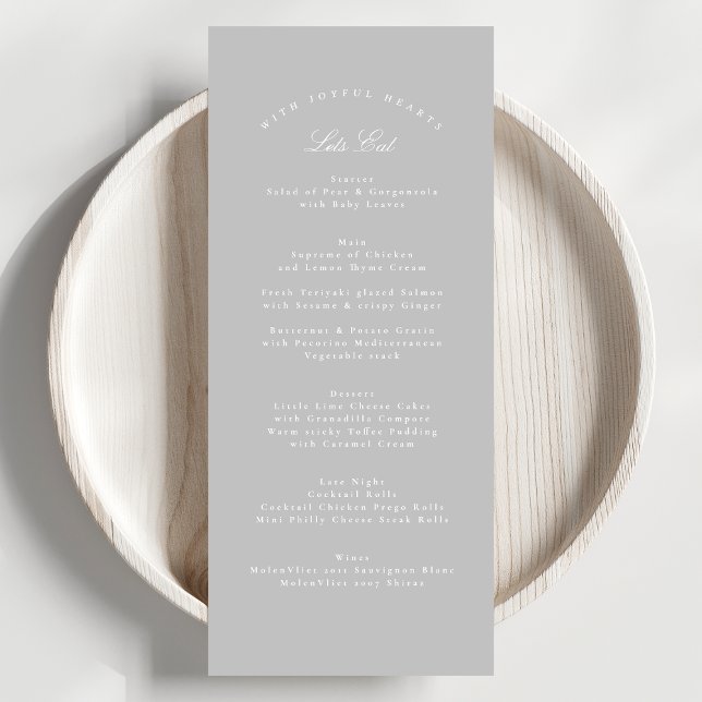 Menu Clair gris classique calligraphie Mariage officiel (Créateur téléchargé)