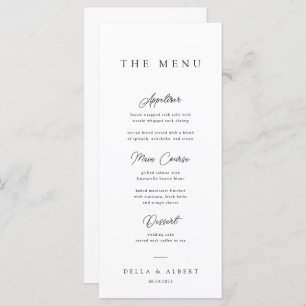 Menu Clalligraphie minimaliste Mariage noir et blanc