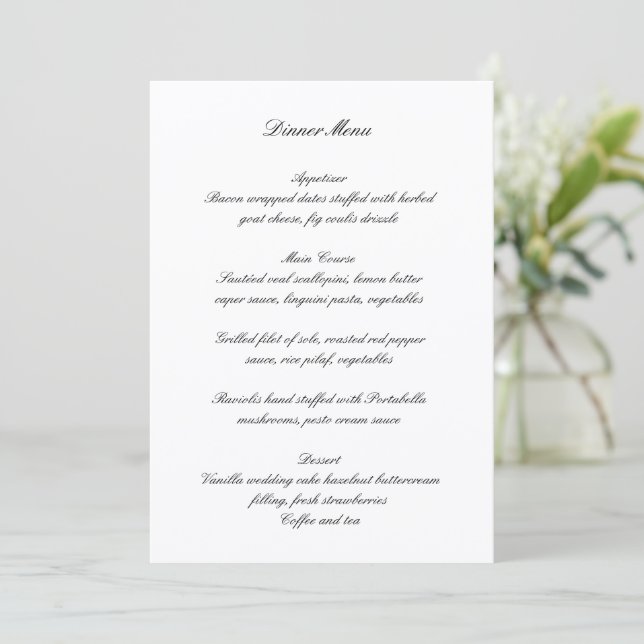 Menu Classic Black and White Timeless Wedding (Debout devant)