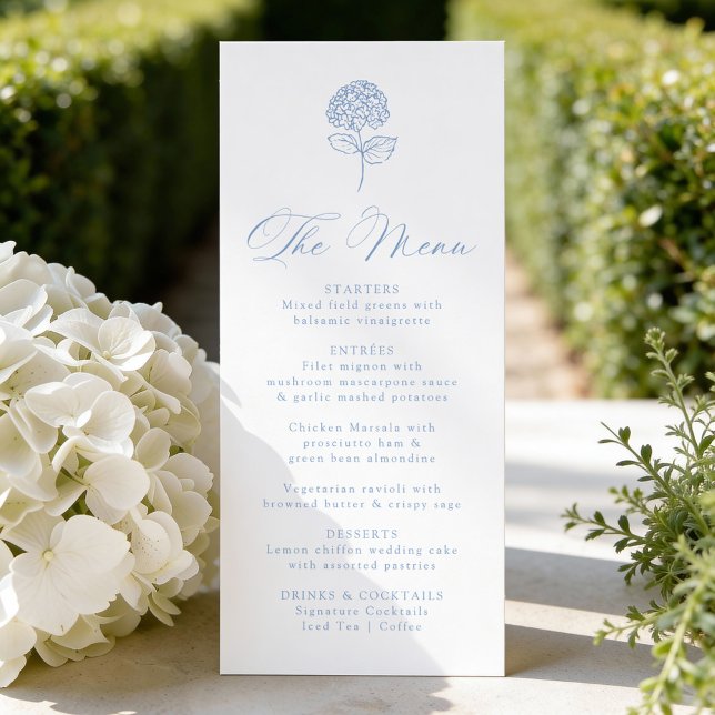 Menu Classic Blue Hydrangea Wedding (Créateur téléchargé)