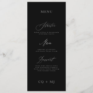 Menu Classic Elegant Noir Mariage de calligraphie
