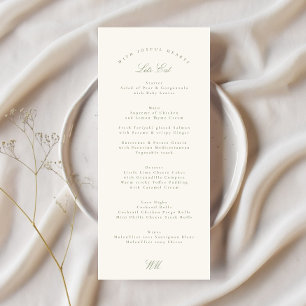 Menu Classic Sage Green Calligraphie Mariage officiel