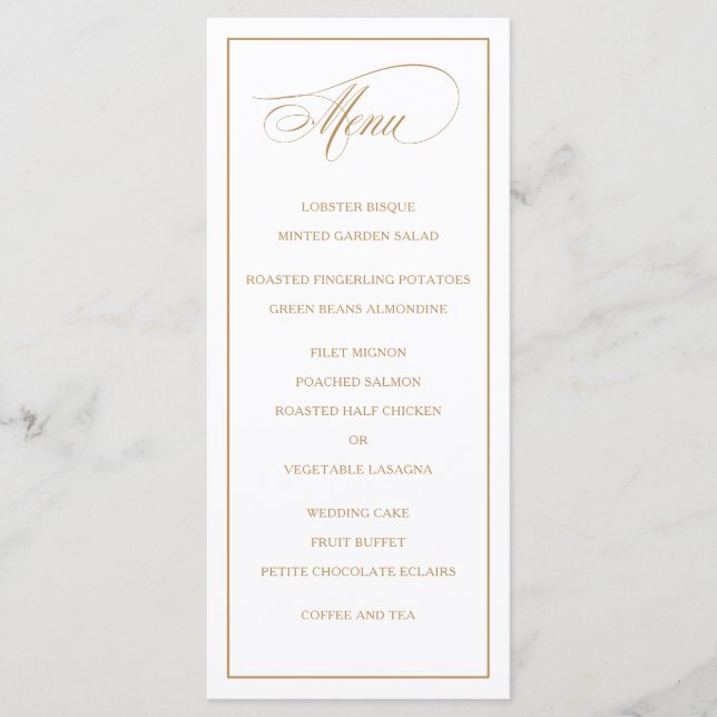 Menu Classic Simple Elegance Gold Mariage (Devant)