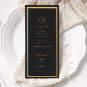 Menu Classic Simple Elegance Gold Mariage noir